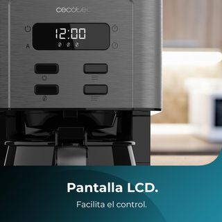 Cecotec Cafetera de Goteo Coffee 56 Time, 800W de Potencia, Programa tu café, Acero Inoxidable, Pantalla LCD, Boquilla antigoteo, Capacidad 1,3L para 10 tazas, Autoapagado, Deposito con ventana