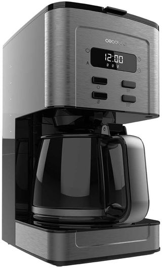 Cecotec Cafetera de Goteo Coffee 56 Time, 800W de Potencia, Programa tu café, Acero Inoxidable, Pantalla LCD, Boquilla antigoteo, Capacidad 1,3L para 10 tazas, Autoapagado, Deposito con ventana