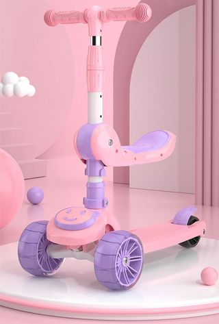 Patinete scooter-infantil ruedas con luces Rosa Nuevo (con tablero musical)