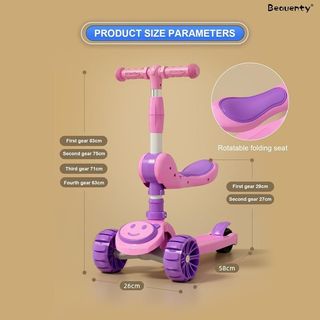 Patinete scooter-infantil ruedas con luces Rosa Nuevo (con tablero musical)