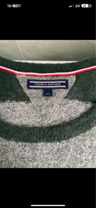 Jersey Tommy Hilfiger rayas verde y gris