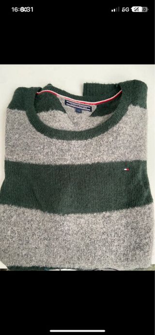 Jersey Tommy Hilfiger rayas verde y gris
