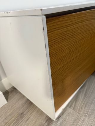 Mesa TV moderna blanca y madera