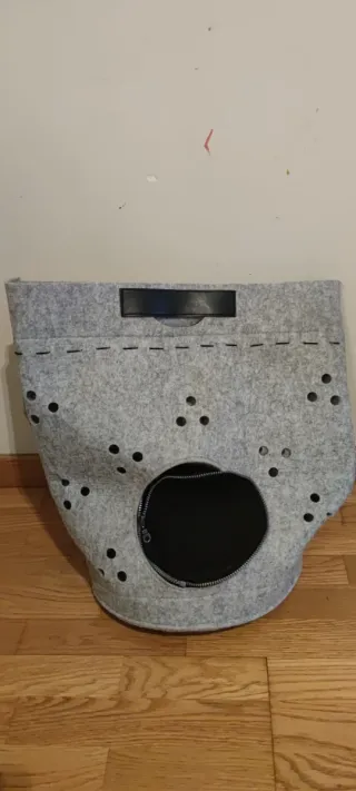 Cama Transportín Gatos Perros Gris Negro