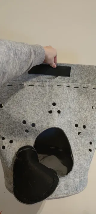 Cama Transportín Gatos Perros Gris Negro