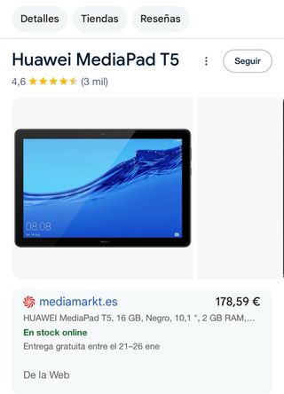 Tabelt Huawei MediaPad T5 Negro 10”