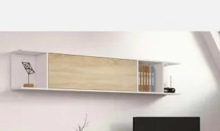 Estantería salón madera y blanco