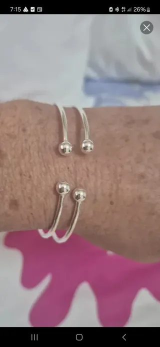 Lote 2 Pulseras Plata Ley 925 Bolas