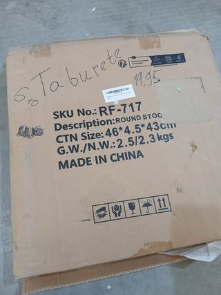 Taburete Redondo Madera Blanco