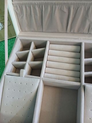 SONGMICS JBC165W01 Joyero 2 Capas, Joyero con Asa