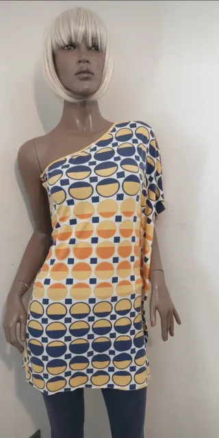 Top monospalla fantasia cerchi