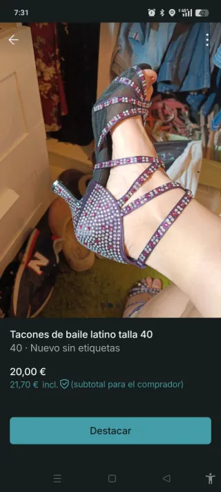 Tacones Baile Latino Talla 40 Morado