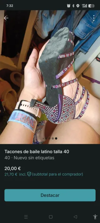 Tacones Baile Latino Talla 40 Morado