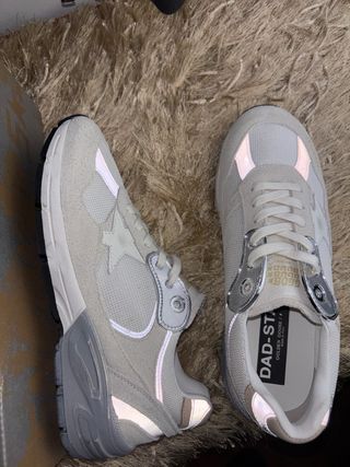 Golden Goose Dad Star Gris Blanco REFLECTANTE