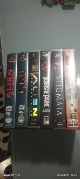 6 Películas VHS: Stigmata, Misión a Marte, Jurassi