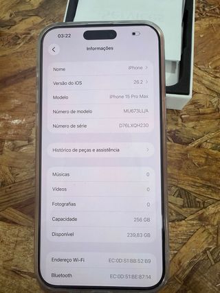 Iphone 15 pro max com garantia e fatura