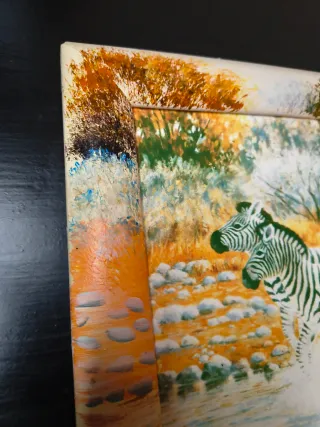 Quadro Zebre Dipinto Cornice 45x34cm
