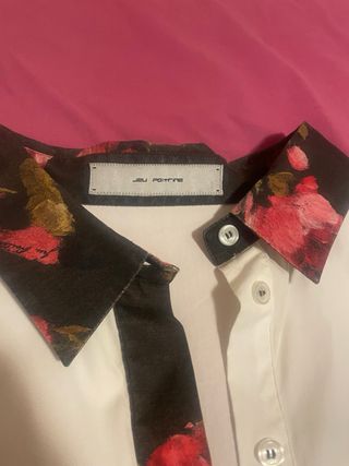 Camisa blanca algodón floral