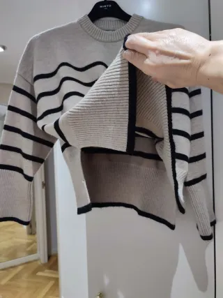 Jersey rayas Bershka beige y negro Talla 42