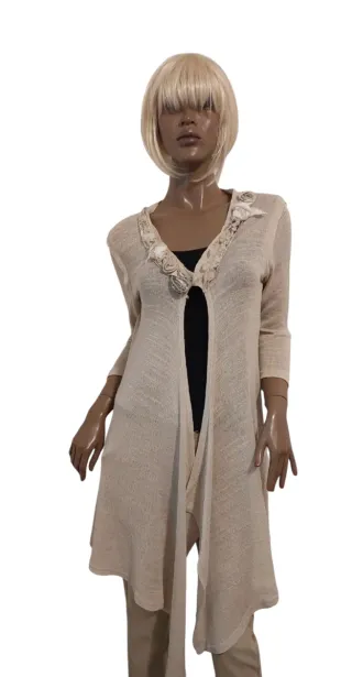 Cardigan lungo asimmetrico beige
