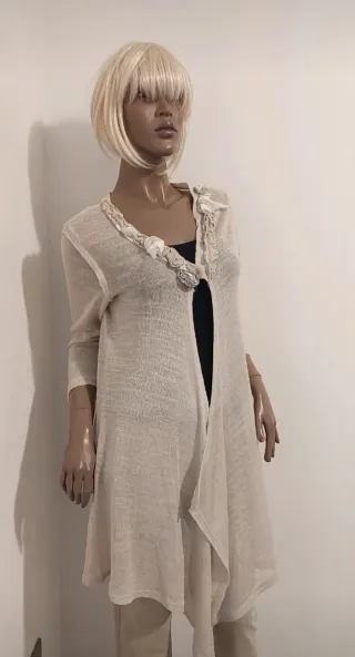 Cardigan lungo asimmetrico beige