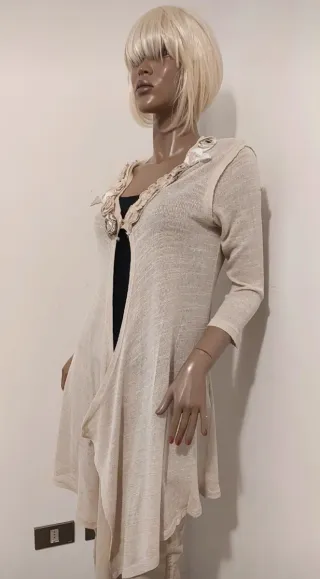 Cardigan lungo asimmetrico beige