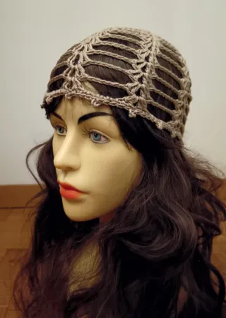 Cuffia rete trama a ventagli caffèllatte