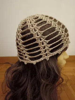 Cuffia rete trama a ventagli caffèllatte