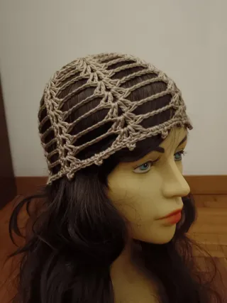 Cuffia rete trama a ventagli caffèllatte