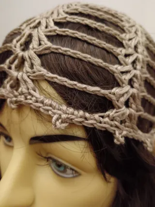 Cuffia rete trama a ventagli caffèllatte