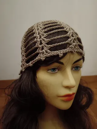 Cuffia rete trama a ventagli caffèllatte