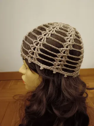 Cuffia rete trama a ventagli caffèllatte