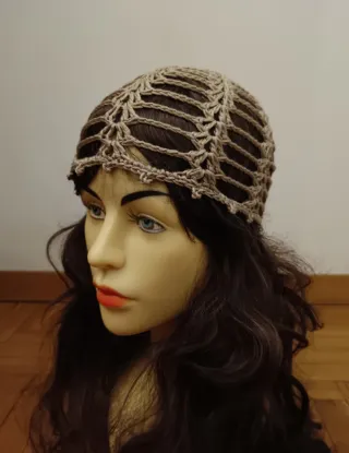 Cuffia rete trama a ventagli caffèllatte