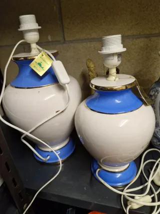 Lámparas de cerámica azul y blanco (2 uds)