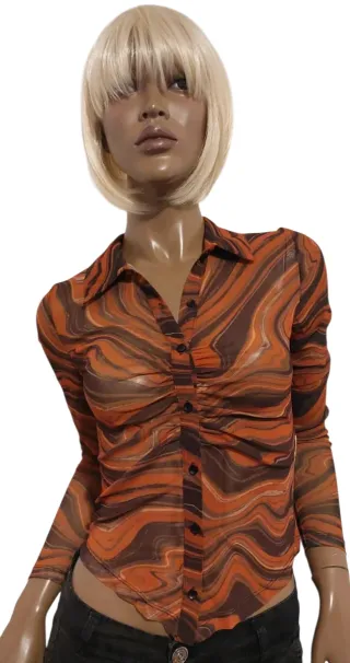 Camicetta fantasia marrone e arancione