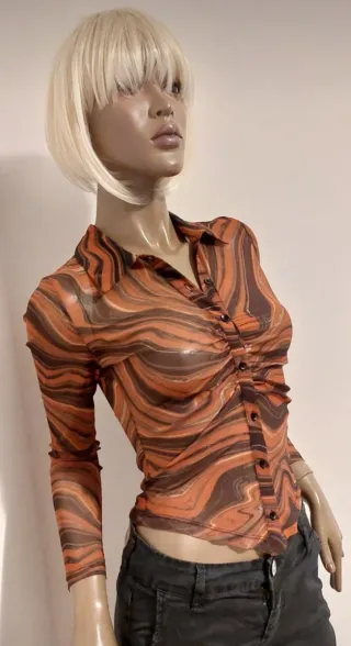 Camicetta fantasia marrone e arancione