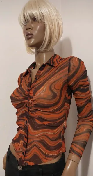 Camicetta fantasia marrone e arancione