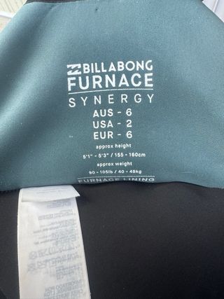 Neopreno Billabong Furnace Synergy 3/2. T6 mujer