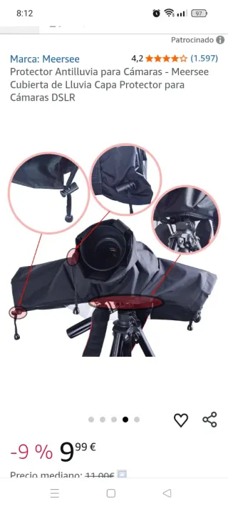 Protector Antilluvia Cámaras Meersee, Funda Lluvia