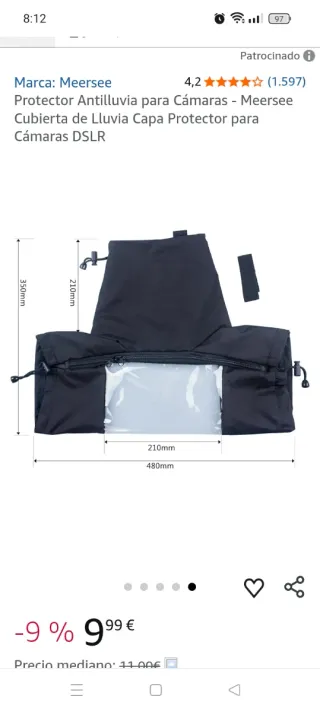 Protector Antilluvia Cámaras Meersee, Funda Lluvia