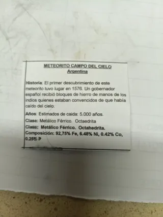 Meteorite Campo del Cielo Argentina Minerali
