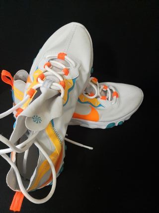 Zapatillas Nike React Mujer Blancas Naranja