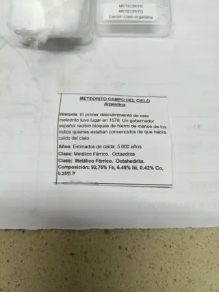Meteorito Campo del Cielo Argentina Minerali
