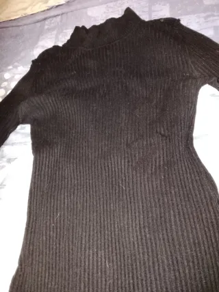 Vestido lana negro manga larga M