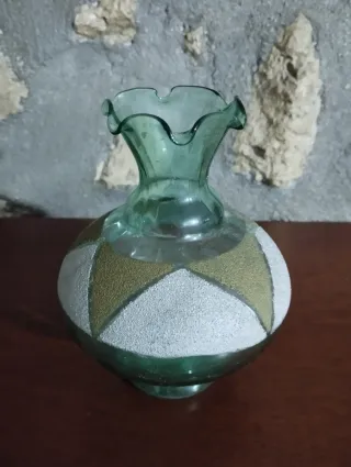 Vasetto vintage vetro decorato