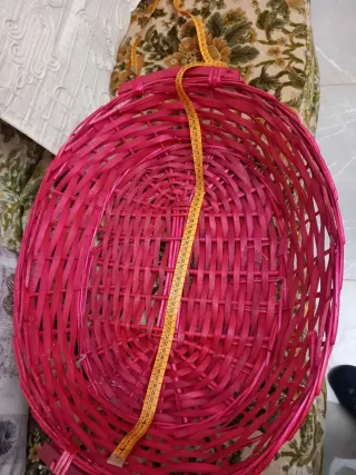 Cesta ovalata in vimini rosa