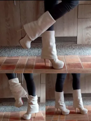 Botas multi-posiciones tacón y plataforma (Marfil)