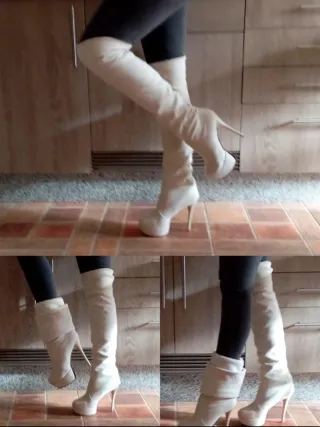 Botas multi-posiciones tacón y plataforma (Marfil)