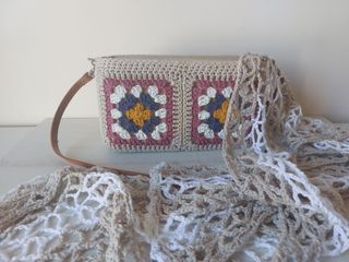 Foulard crochet beige y blanco nuevo