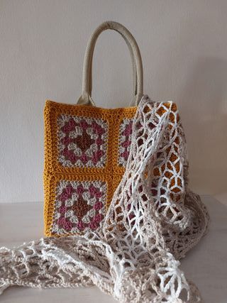 Foulard crochet beige y blanco nuevo